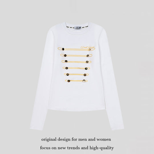 Damen Langarmshirt mit dekorativer Kordel- und Knopfapplikation Shop Nory