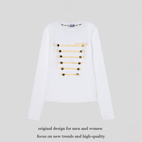 Damen Langarmshirt mit dekorativer Kordel- und Knopfapplikation Shop Nory