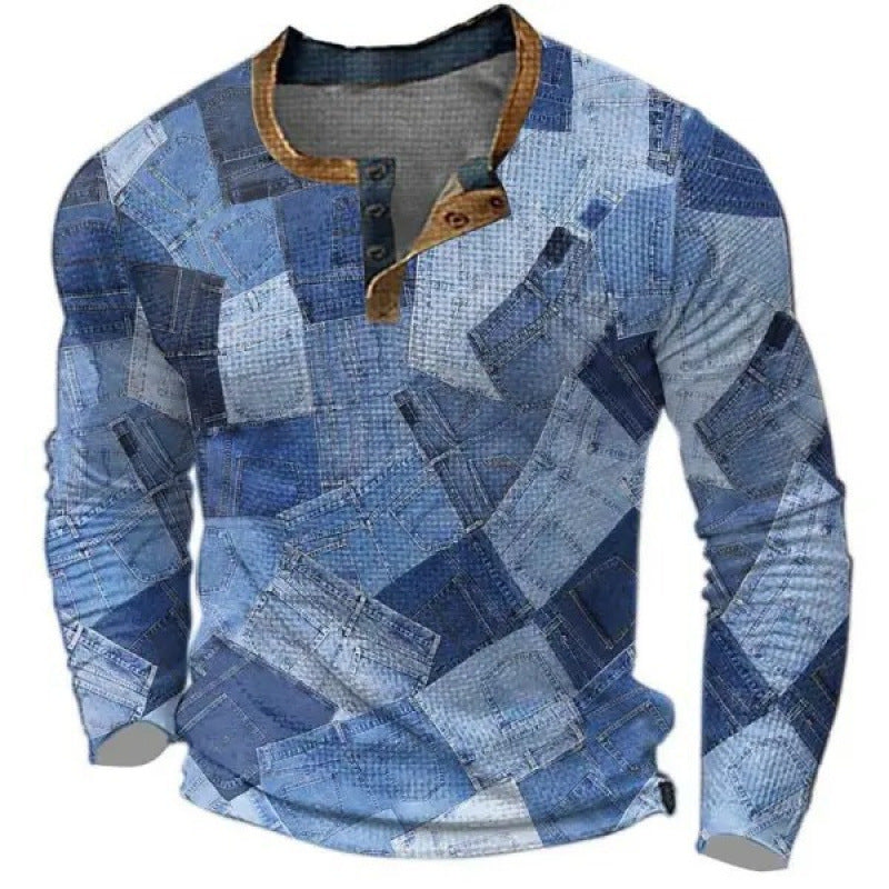 Herren Sportliches Langarmshirt mit Knopfleiste Shop Nory