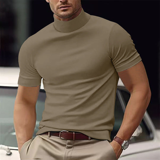 Herren Kurzarm Turtleneck T-Shirt