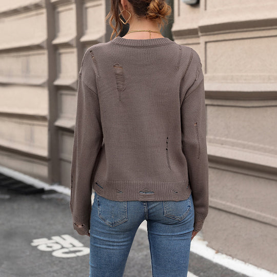 Damen Oversize-Feinstrickpullover mit dezenten Destroyed-Details Shop Nory