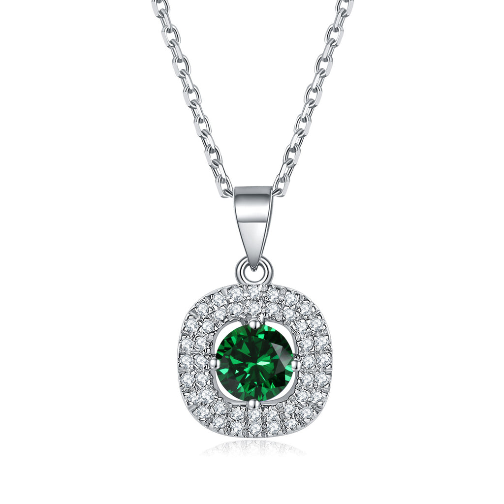 Damen Halskette mit elegantem blauen Zirkonia-Anhänger und funkelndem Kristallbesatz Shop Nory