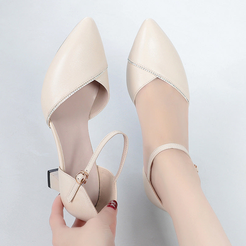 Damen schicke Pumps mit elegantem Riemen und komfortablem Blockabsatz