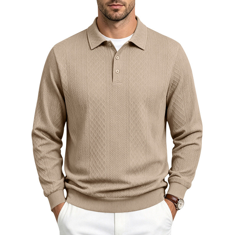 Herren Strukturiertes Langarm-Polo aus Feinstrick mit Zopfmuster Shop Nory