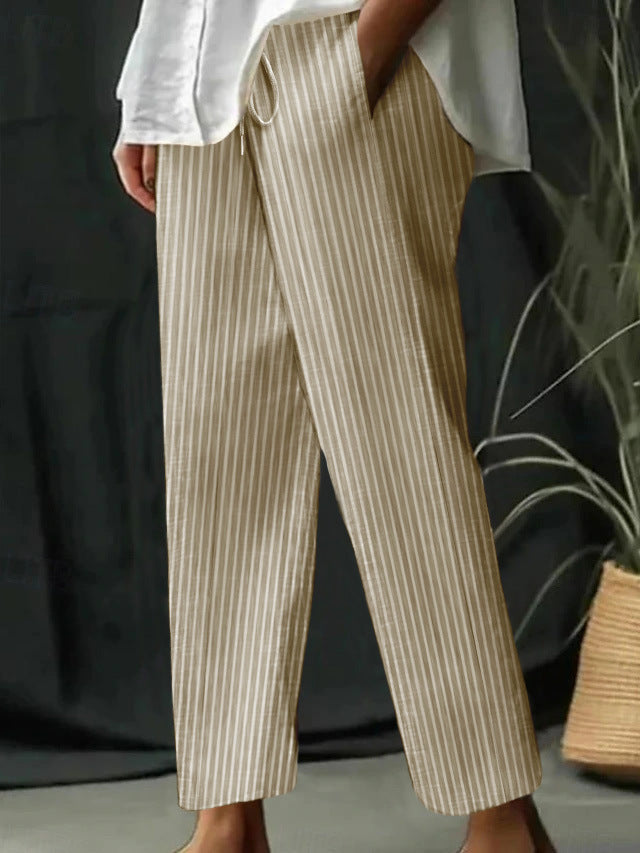 Damen Freizeithose mit gestreiftem Design und komfortablem Bund