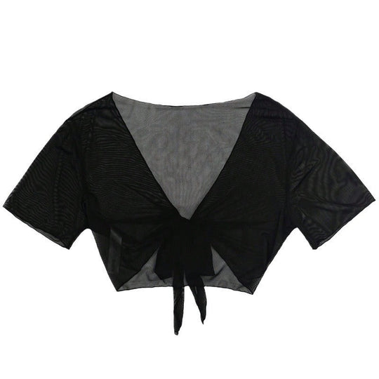 Damen Kurzarm-Crop-Top mit V-Ausschnitt und BindShopnoryand Shopnory