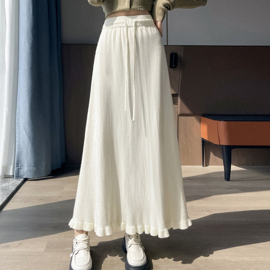 Damen Eleganter und fließender Maxirock mit Volantabschluss Shop Nory