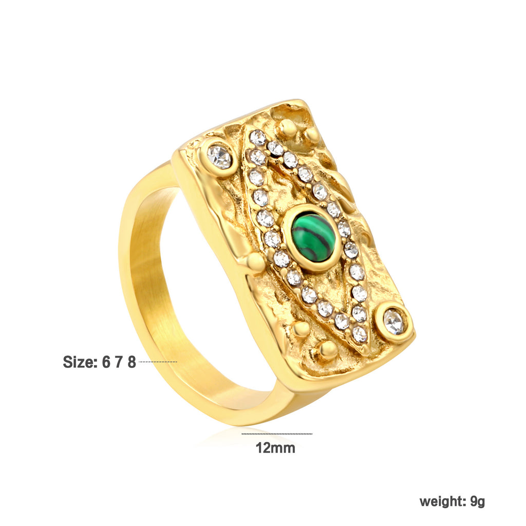 Damen Ring mit kunstvollem Design aus goldplattiertem Edelstahl und Edelstein-Akzenten Shop Nory