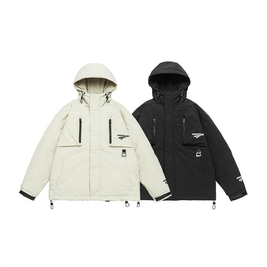 Unisex Technische wattierte Parka Jacke mit Kapuze und Reißverschluss-Brusttaschen Shop Nory
