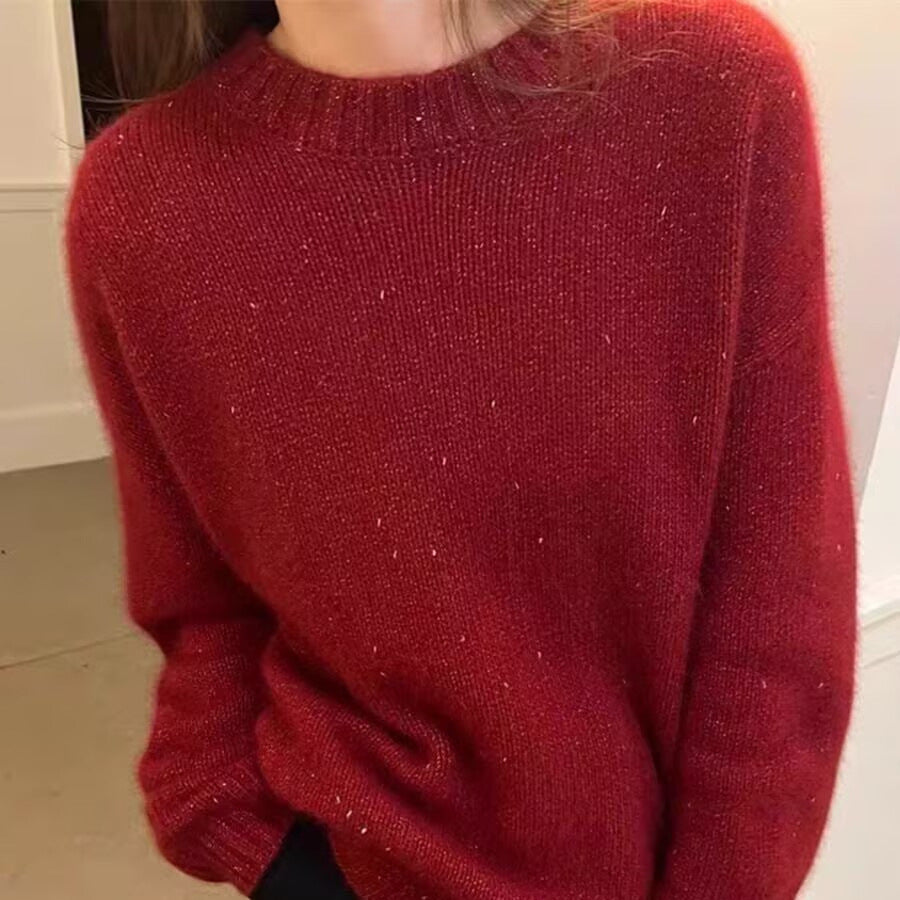 Damen Kuscheliger Oversize‑Pullover im Mohair‑Look mit Rundhalsausschnitt und dezentem Glitzereffekt Shop Nory
