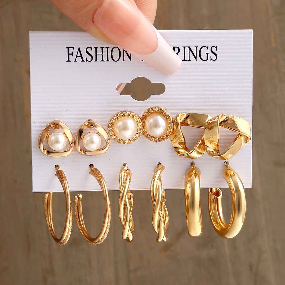 Damen Ohrstecker-Set mit eleganten Perlen- und geometrischen Designs Shop Nory