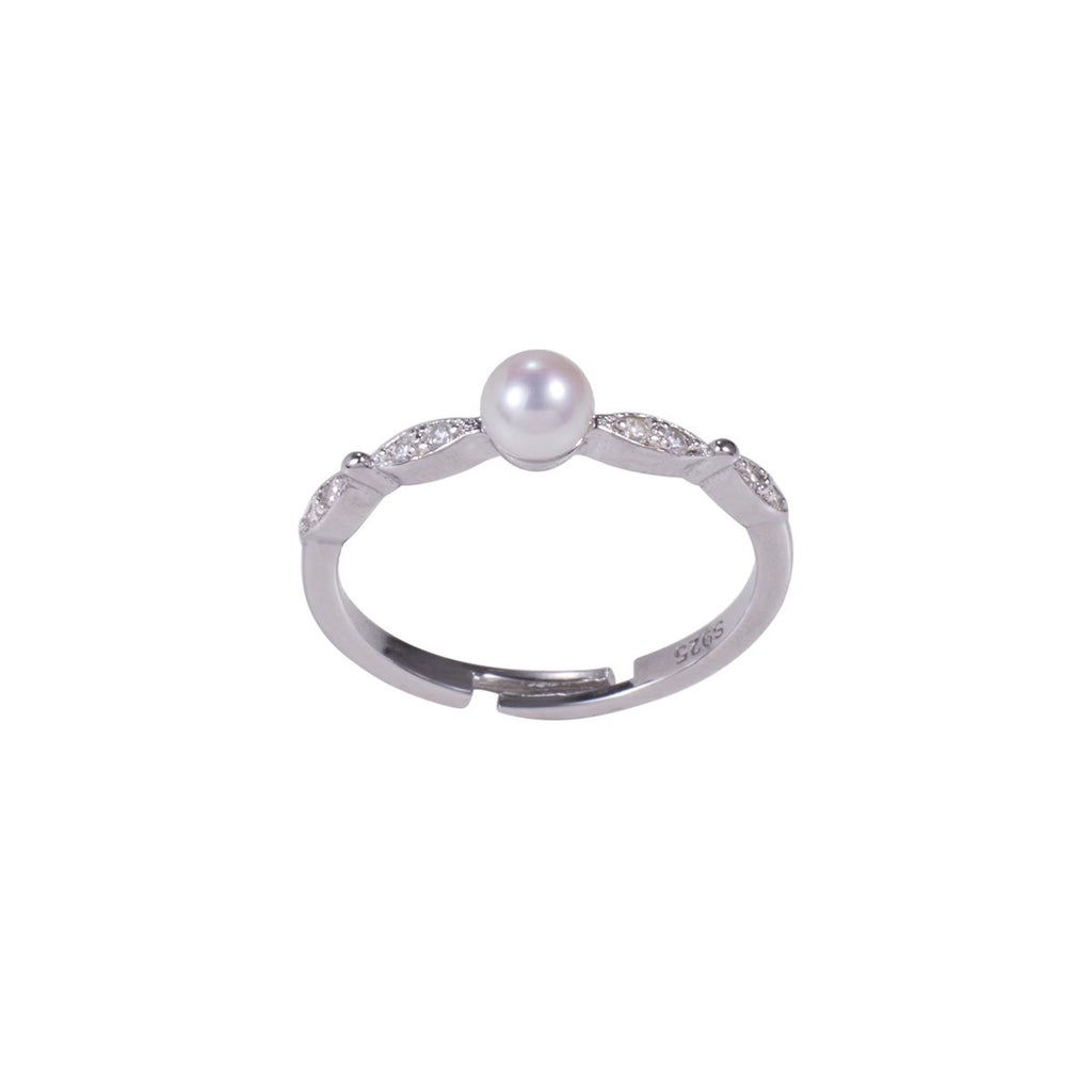 Damen Eleganter Perlring mit filigraner Zirkonia-Verzierung Shop Nory