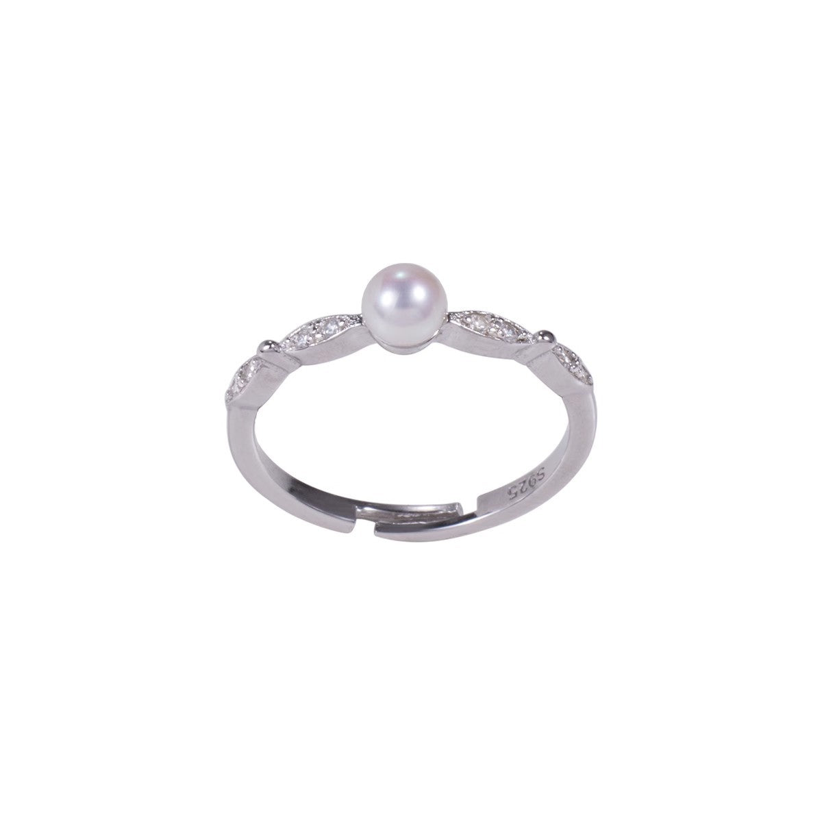 Damen Eleganter Perlring mit filigraner Zirkonia-Verzierung Shop Nory