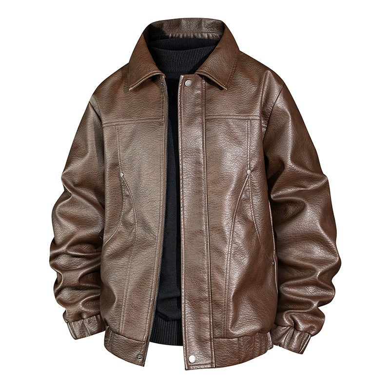 Herren Modische Kunstleder-Bomberjacke Shop Nory