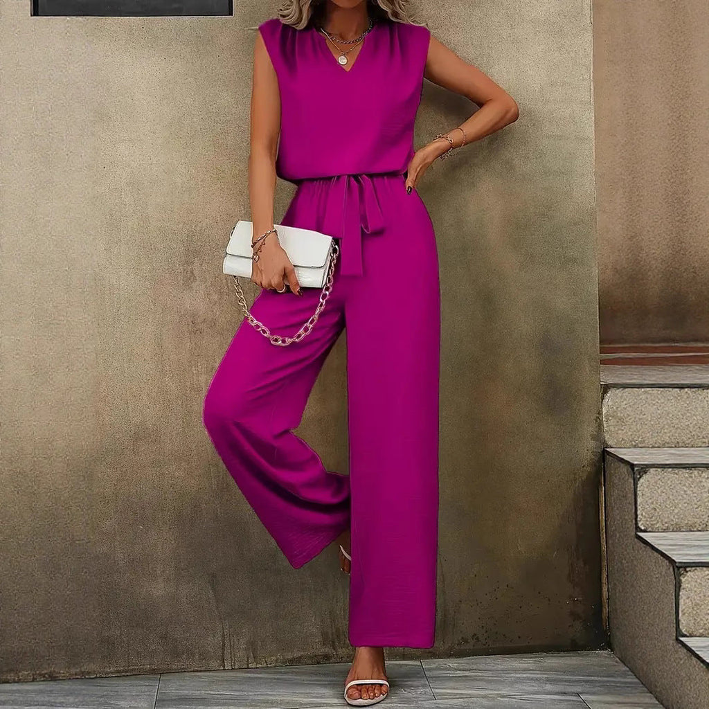 Damen Eleganter Suit mit V-Ausschnitt und Taillenknoten ShopNory