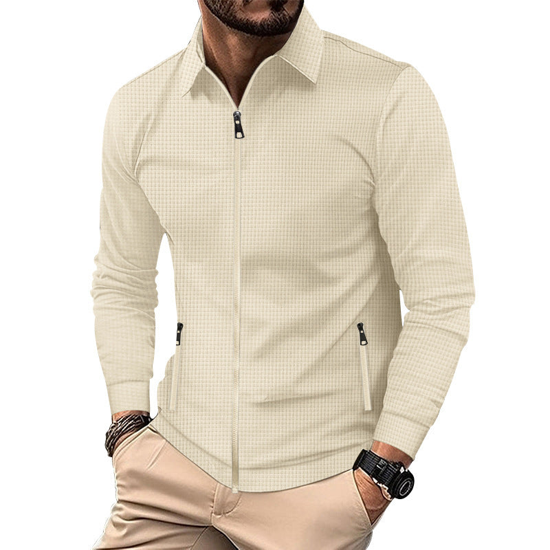 Herren nan strukturiertes Slim-Fit Zip-Überhemd mit Hemdkragen Shop Nory