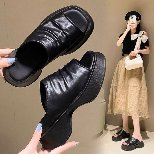 Damen Gepolsterte Plateau-Mules mit gerafftem Obermaterial und ergonomischer Komfortsohle Shop Nory