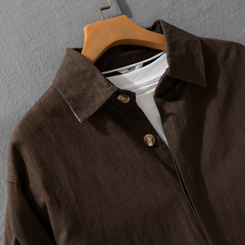 Herren Leichte Leinen-Überhemd-Jacke mit Hemdkragen und verdeckter Knopfleiste Shop Nory