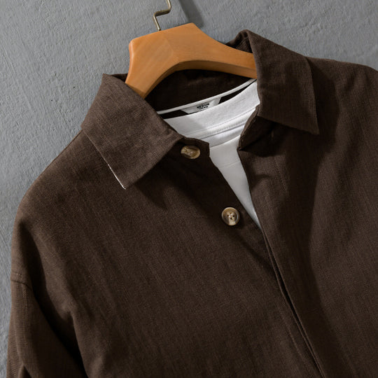 Herren Leichte Leinen-Überhemd-Jacke mit Hemdkragen und verdeckter Knopfleiste Shop Nory