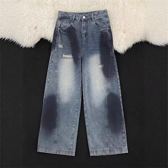 Damen Weitbeinige Destroyed Jeans Shop Nory