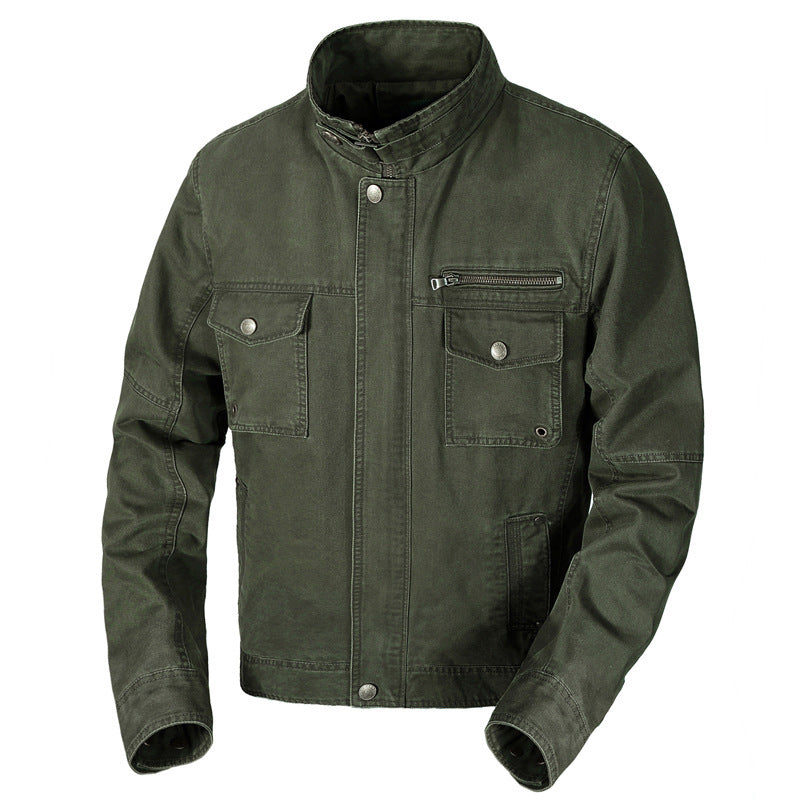 Herren schlanke Canvas-Fieldjacke mit militärischer Taschendetailierung und Stehkragen Shop Nory