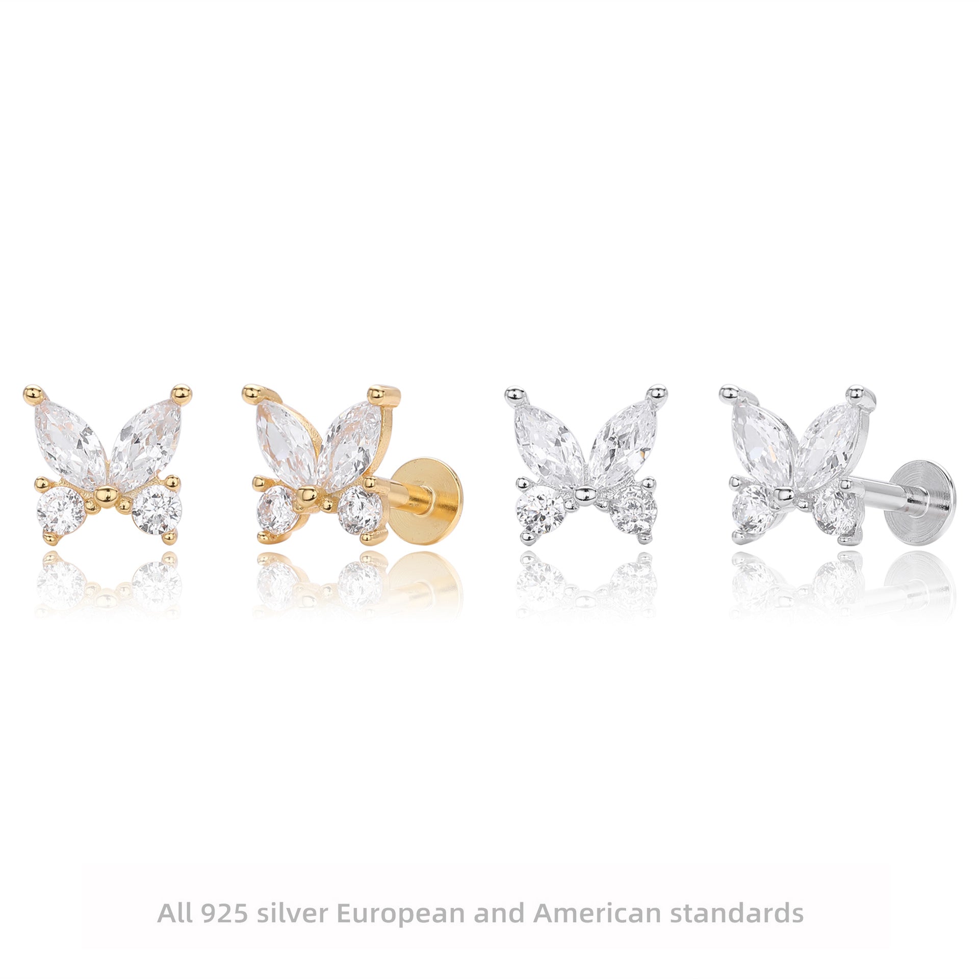 Damen Ohrstecker im eleganten Schmetterlingsdesign aus hochwertigem 925 Sterlingsilber Shop Nory