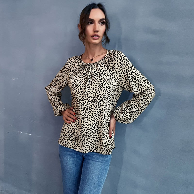 Damen Fließende Tunika-Bluse mit gerafftem Rundhalsausschnitt, BindShop Noryand und Ballonärmeln Shop Nory
