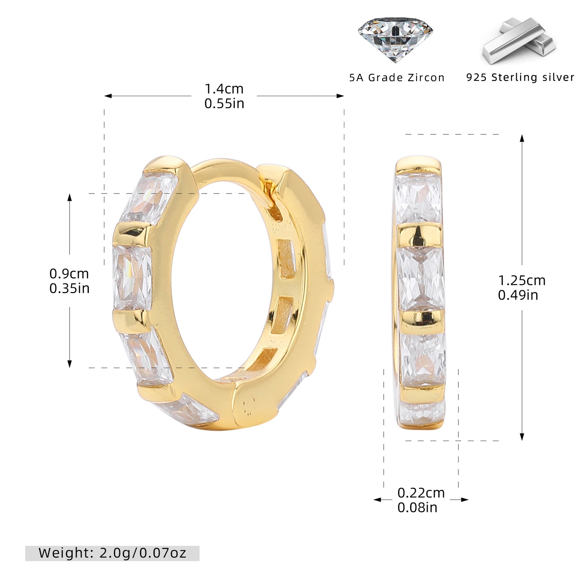 Damen Creolen mit eleganten Zirkon-Akzenten aus 925 Sterling Silber Shop Nory