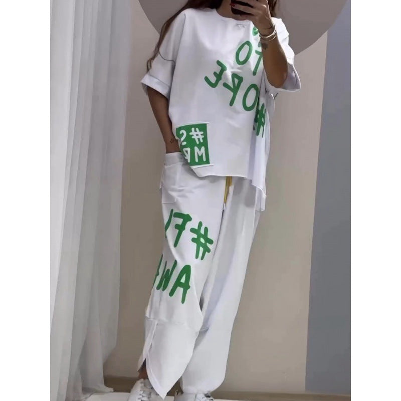 Damen Lässiges Set mit oversize T-Shirt und bequemen Jogginghose