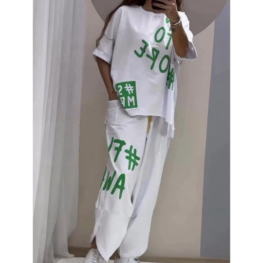 Damen Lässiges Set mit oversize T-Shirt und bequemen Jogginghose
