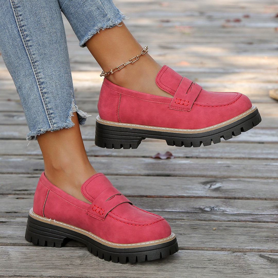 Damen robuste Loafer mit markanter Profilsohle, weichem Veloursoptik-Obermaterial und gepolstertem Komfortfußbett Shop Nory