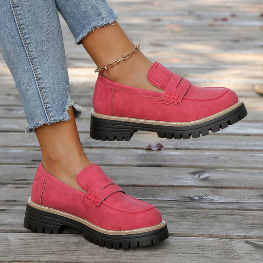 Damen robuste Loafer mit markanter Profilsohle, weichem Veloursoptik-Obermaterial und gepolstertem Komfortfußbett Shop Nory