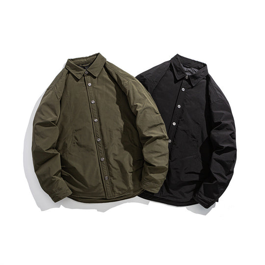 Herren Leicht wattierte Overshirt-Jacke mit Hemdkragen und Druckknopfblende Shop Nory