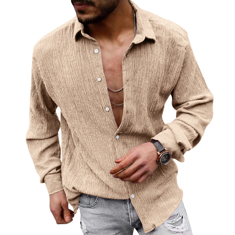 Herren lässiges Langarmhemd mit strukturiertem GewShopnorye und modernem Look