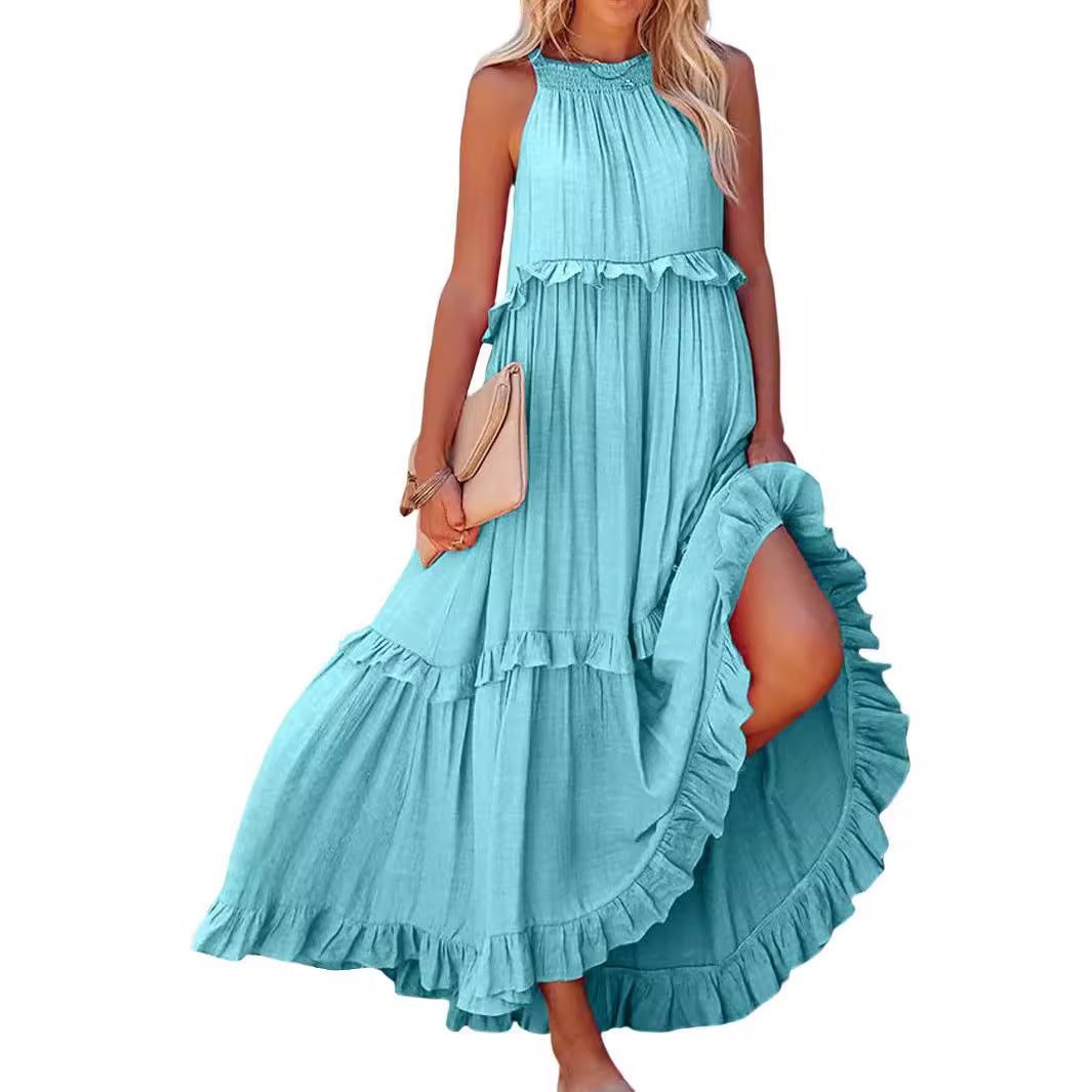 Damen Maxikleid mit einem eleganten Volant-Design und lockerem Schnitt