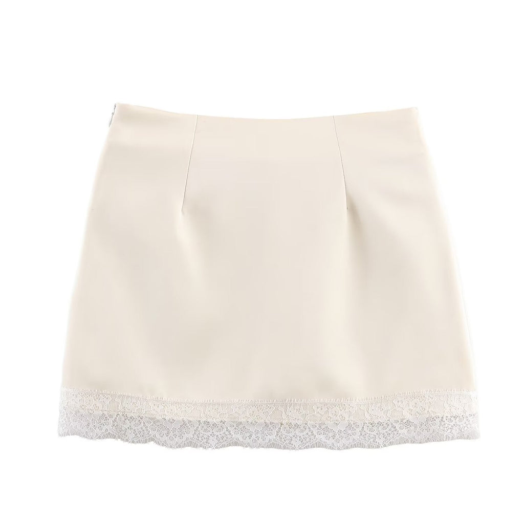 Damen eleganter Rock mit Spitzenbesatz