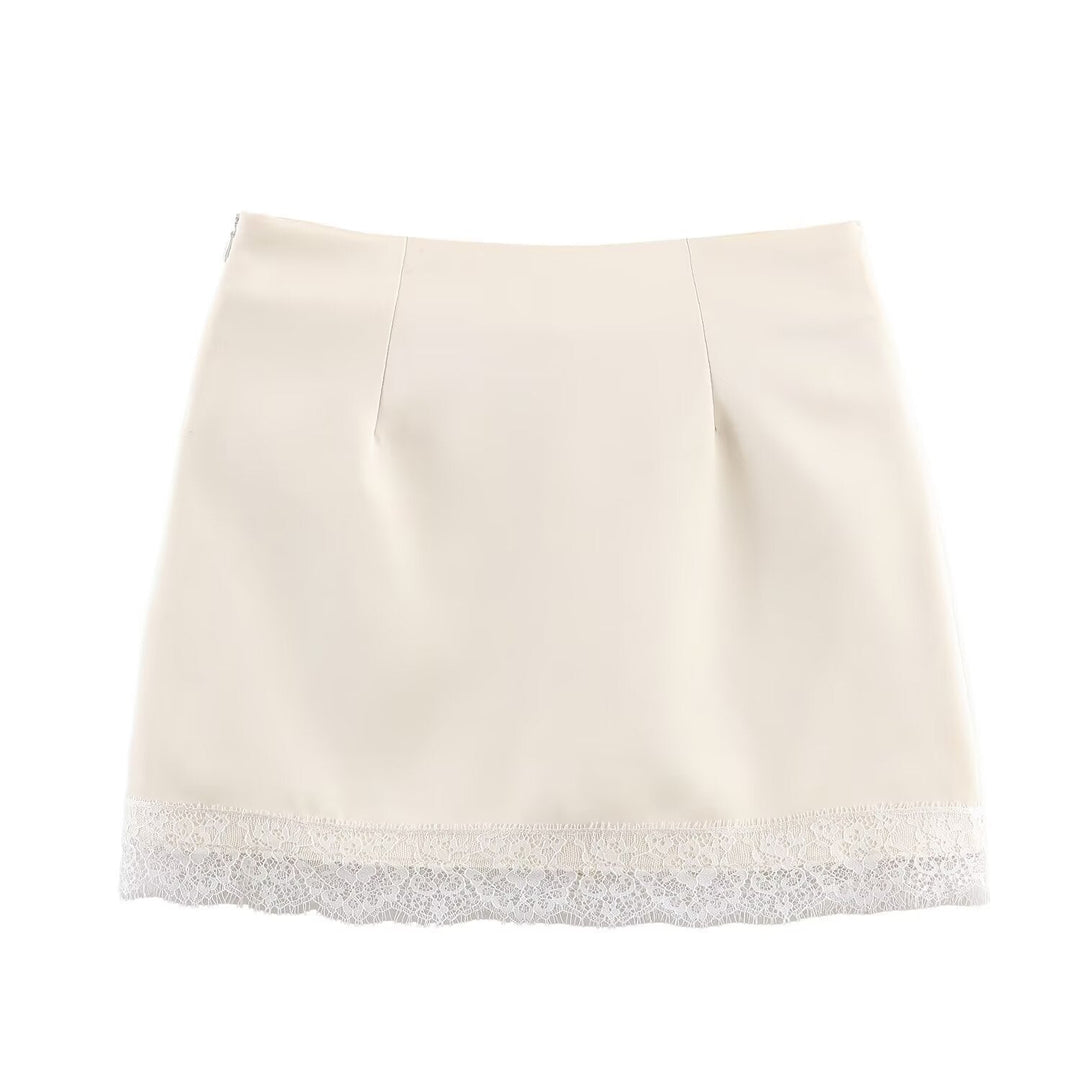 Damen eleganter Rock mit Spitzenbesatz
