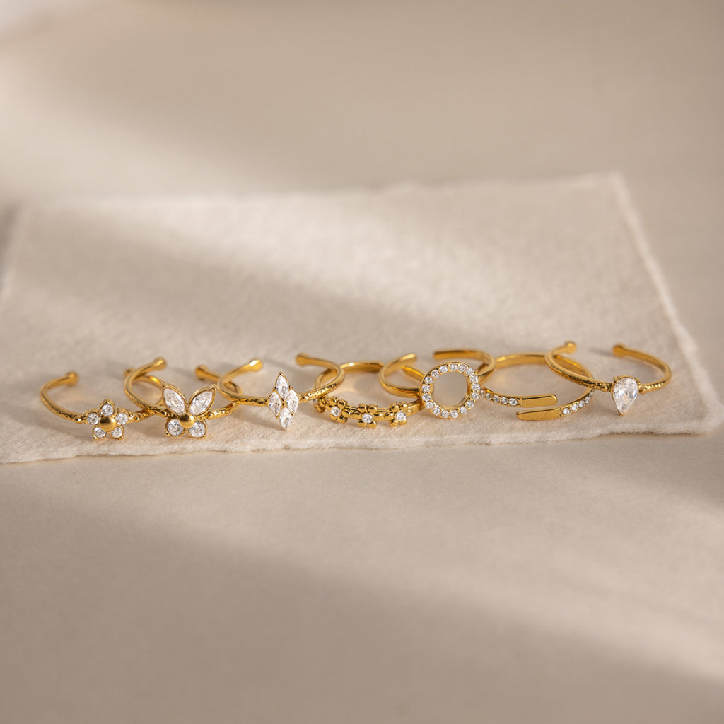 Damen Offenes Ring mit floralen Zirkonia-Details Shop Nory