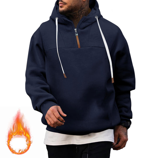 Herren Fleece-Halbzip-Hoodie mit Kapuze, Kordelzug und elastischen Bündchen Shop Nory