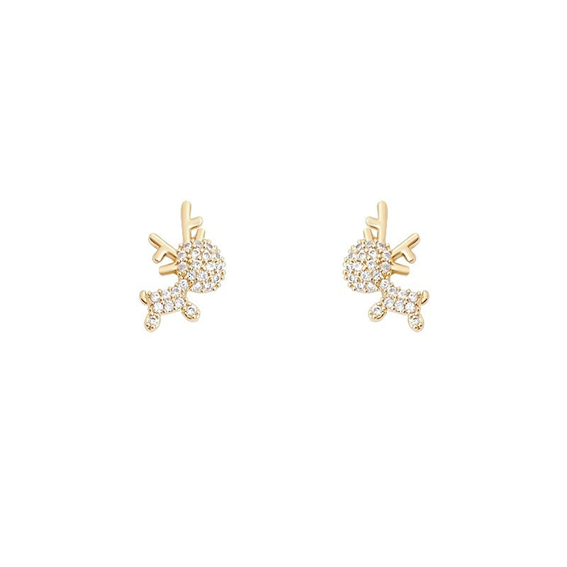 Damen Ohrstecker im Rentier-Design mit funkelnden Zirkonia-Steinen Shop Nory
