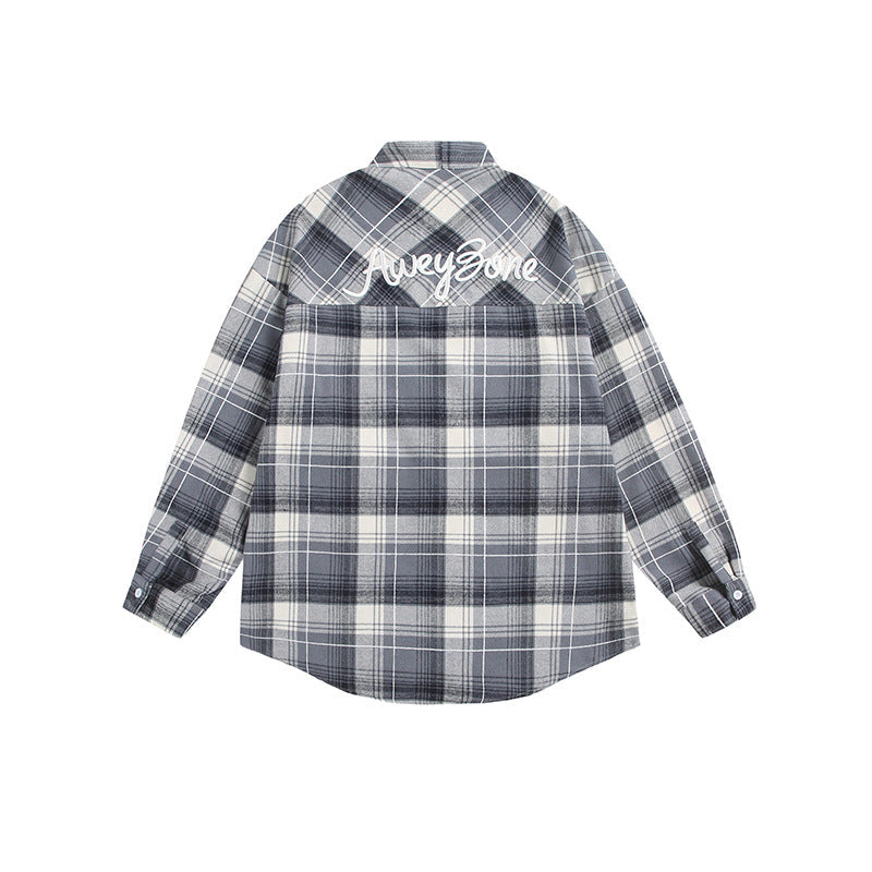 Damen Oversize Karo-Hemdjacke mit Kimono‑Schnitt, Tunnelzugbändern und aufgesetzten Taschen Shop Nory