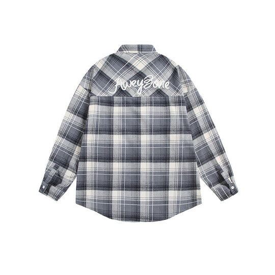 Damen Oversize Karo-Hemdjacke mit Kimono‑Schnitt, Tunnelzugbändern und aufgesetzten Taschen Shop Nory