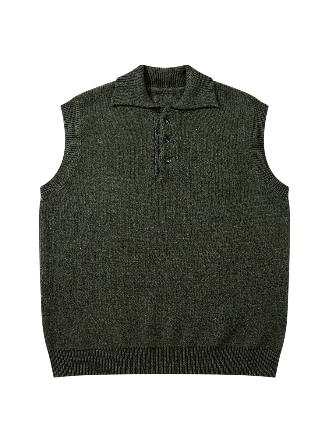 Unisex Ärmellose Strickweste mit Polokragen und Knopfleiste Shop Nory