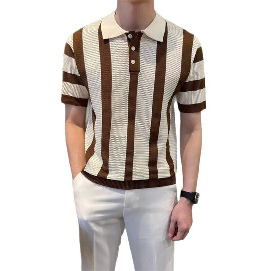 Herren Modisches Kurzärmliges Strickpoloshirt Shop Nory