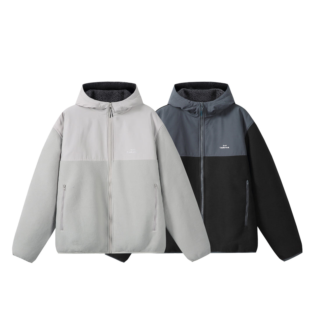 Unisex Fleece-Kapuzenjacke mit Teddyfutter, durchgehendem Reißverschluss und seitlichen Reißverschlusstaschen Shop Nory