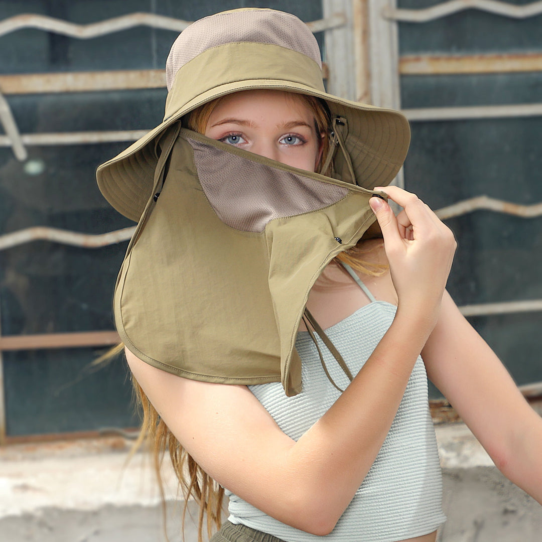 Shopnory | Vollabdeckung Gesicht Sonnenschutz Maske im Freien UV Eimer Hut
