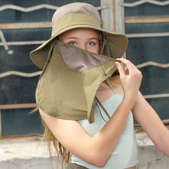 Shopnory | Vollabdeckung Gesicht Sonnenschutz Maske im Freien UV Eimer Hut