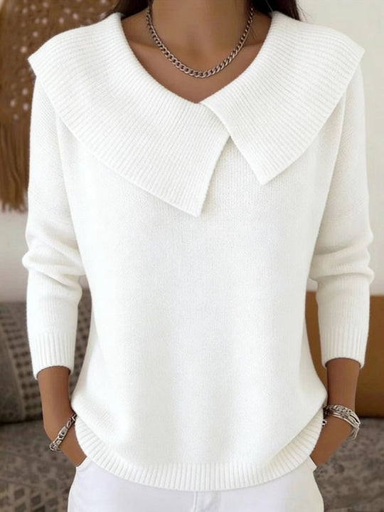 Damen nan grobgestrickter Pullover mit übergroßem Matrosenkragen und gerippten Abschlüssen Shop Nory