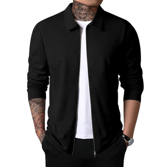 Herren Freizeitjacke mit durchgehendem Reißverschluss und strukturiertem GewShopnorye