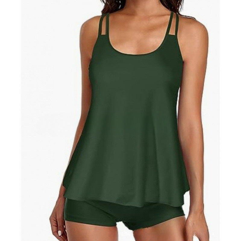 Damen Sportliches Tankini-Set mit bequemem Shorts und verstellbaren Trägern Shopnory